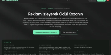 CashyGo reklam izleme görevleri sayfası ekran görüntüsü